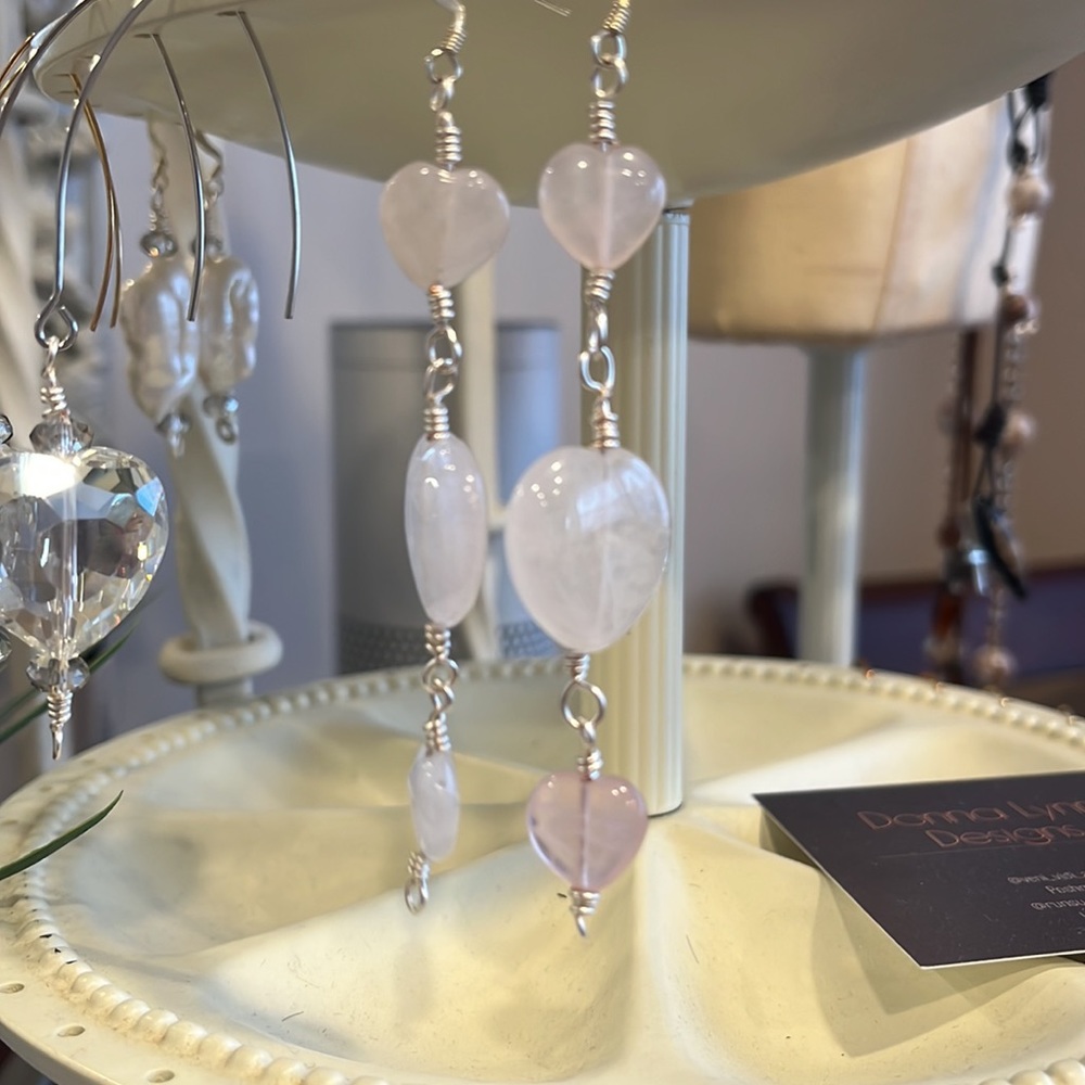 Rose Quartz Tumbling Hearts